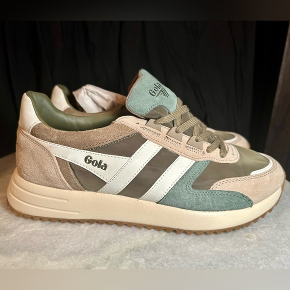 NIB Gola Chicago sneakers khaki/cappuccino/ off white US size 8 - Picture 5 of 13